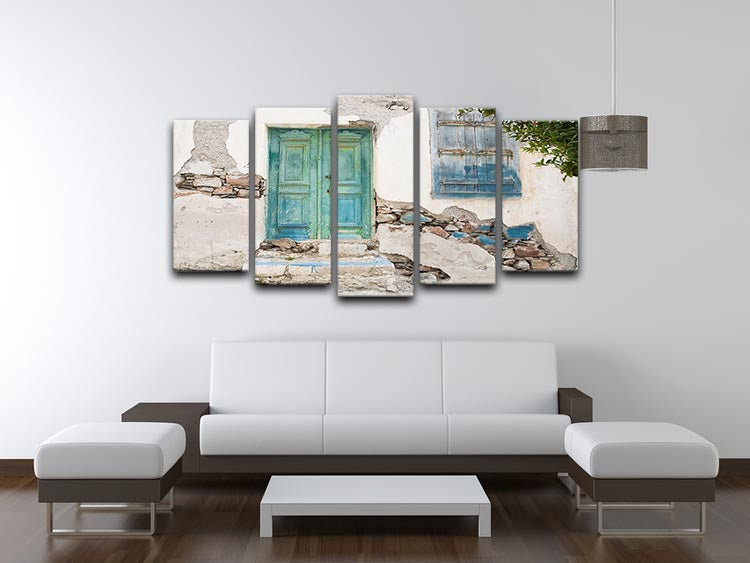 Old wooden door of a shabby demaged house 5 Split Panel Canvas - Canvas Art Rocks - 3