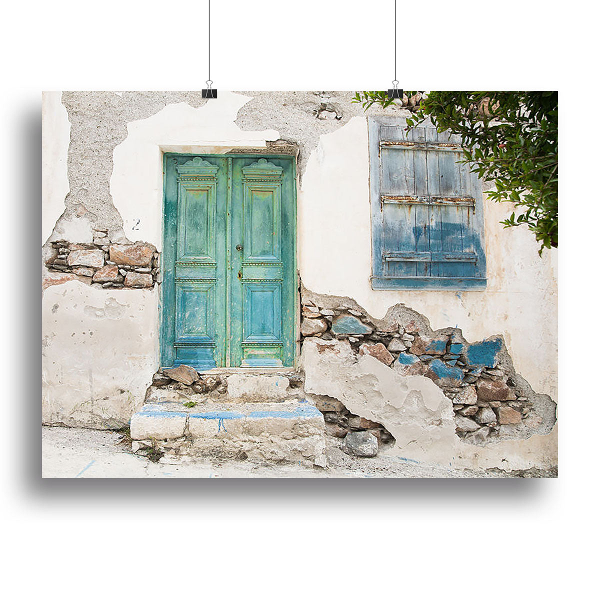 Old wooden door of a shabby demaged house Canvas Print or Poster - Canvas Art Rocks - 2