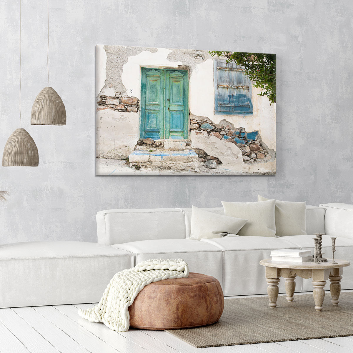 Old wooden door of a shabby demaged house Canvas Print or Poster - Canvas Art Rocks - 6