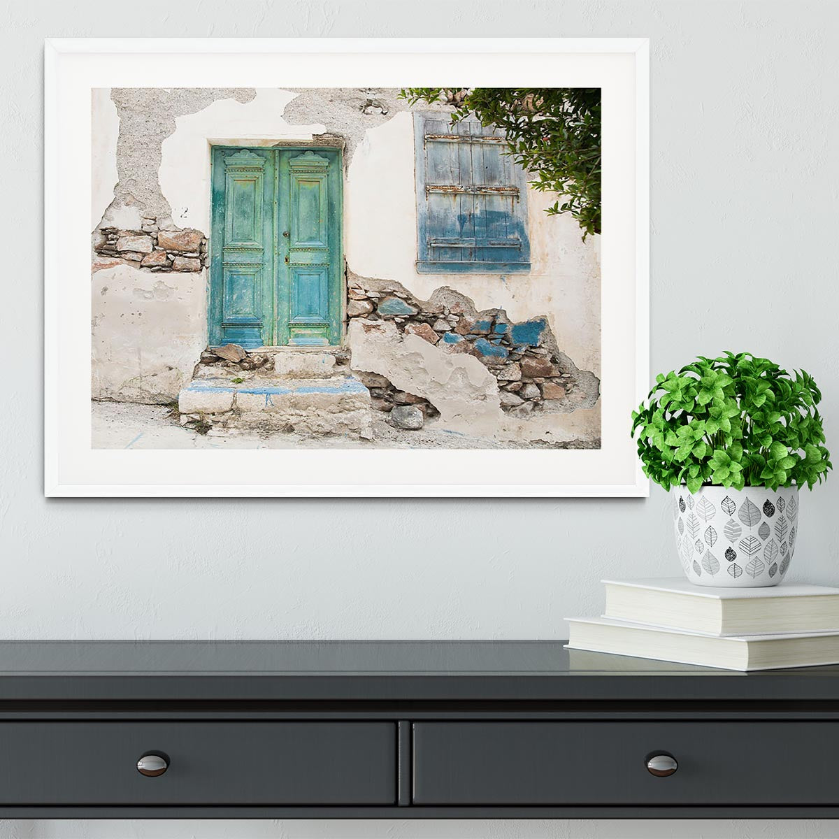 Old wooden door of a shabby demaged house Framed Print - Canvas Art Rocks - 5