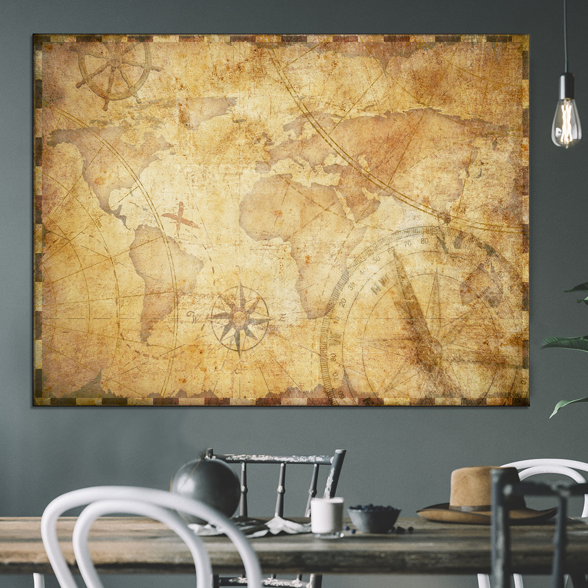 old nautical treasure map illustration Canvas Print or Poster