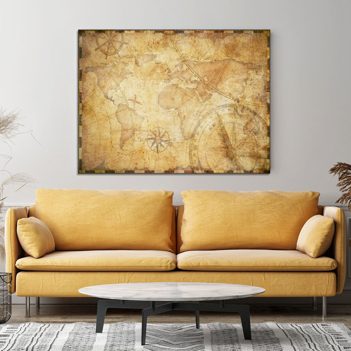 old nautical treasure map illustration Canvas Print or Poster