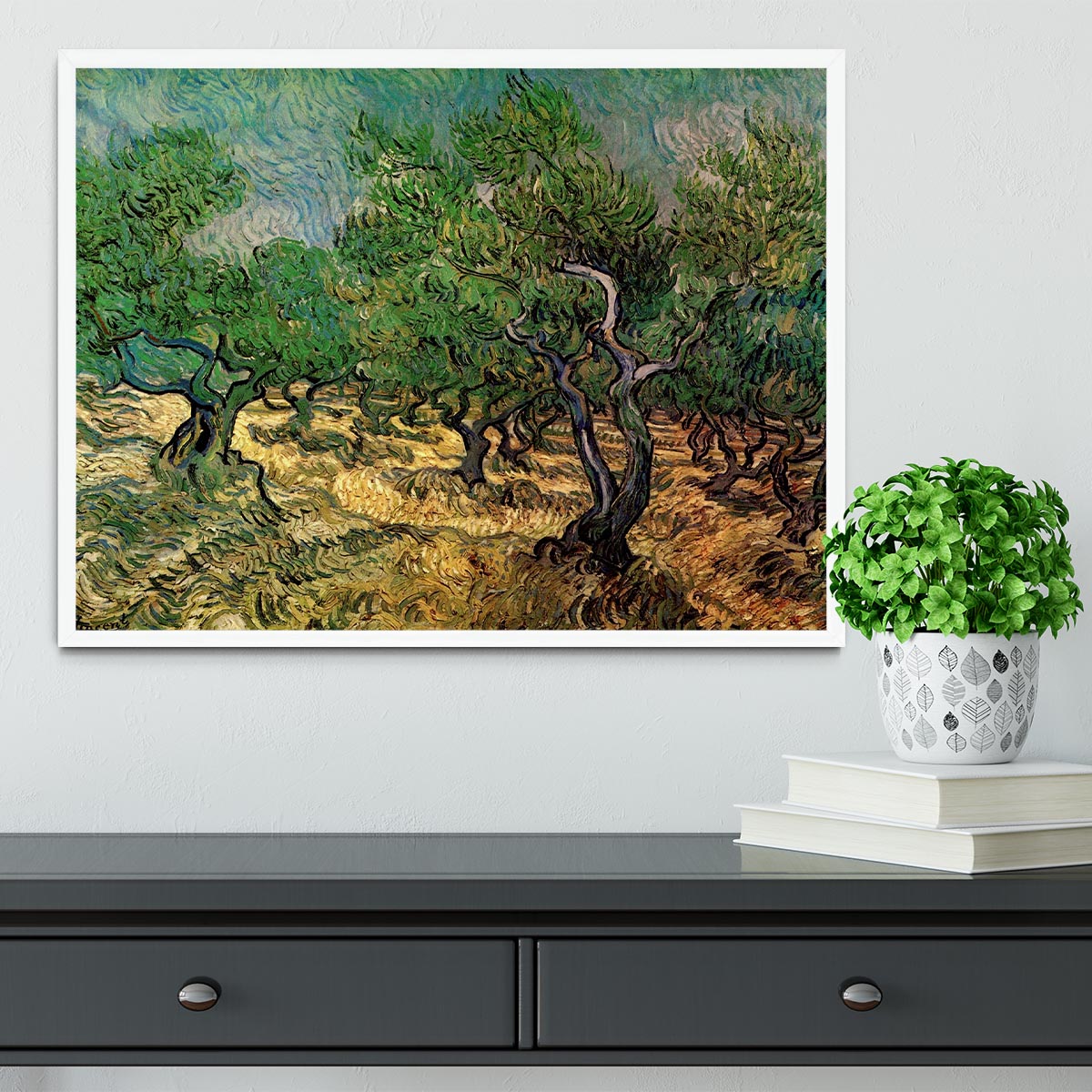 Olive Grove 2 by Van Gogh Framed Print - Canvas Art Rocks -6