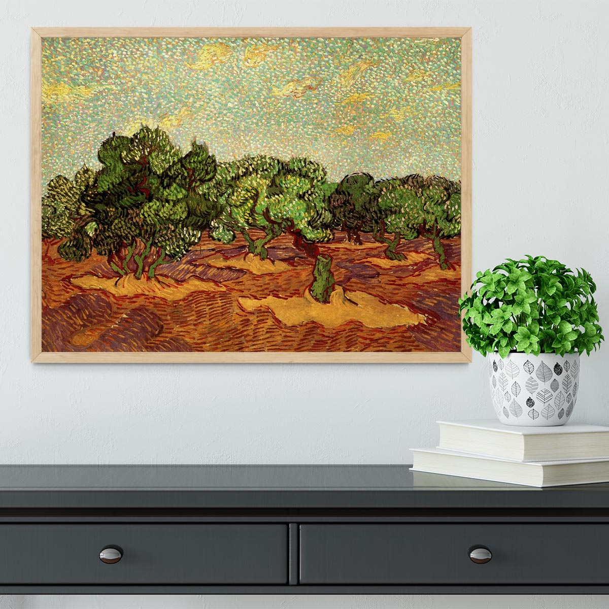 Olive Grove Pale Blue Sky by Van Gogh Framed Print - Canvas Art Rocks - 4