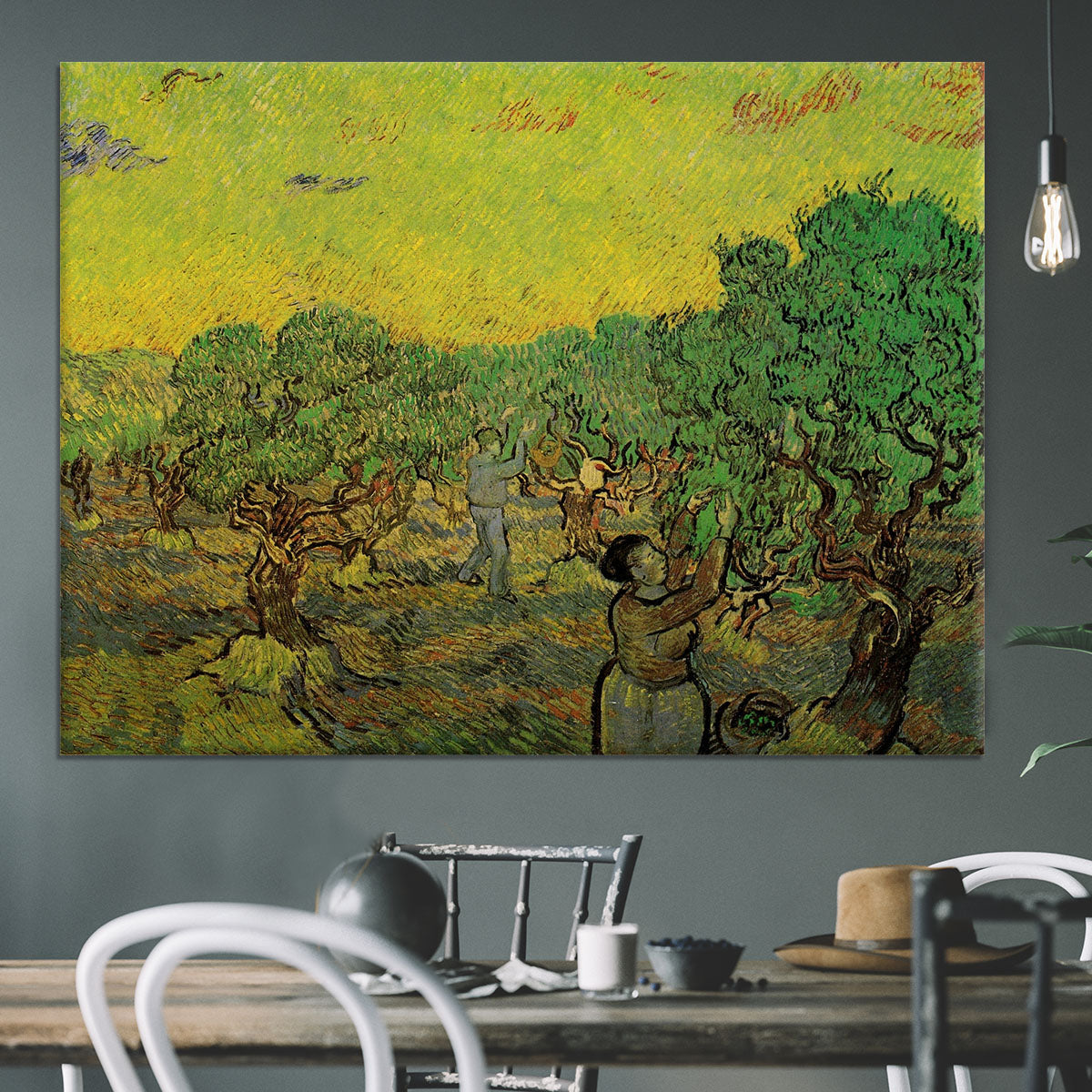 Olive Grove with Picking Figures by Van Gogh Canvas Print or Poster - Canvas Art Rocks - 3