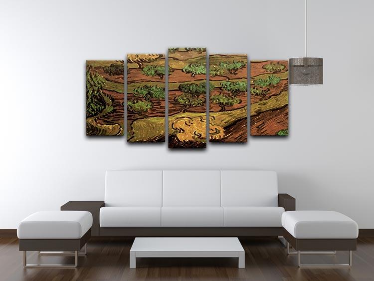 Olive Trees against a Slope of a Hill by Van Gogh 5 Split Panel Canvas - Canvas Art Rocks - 3