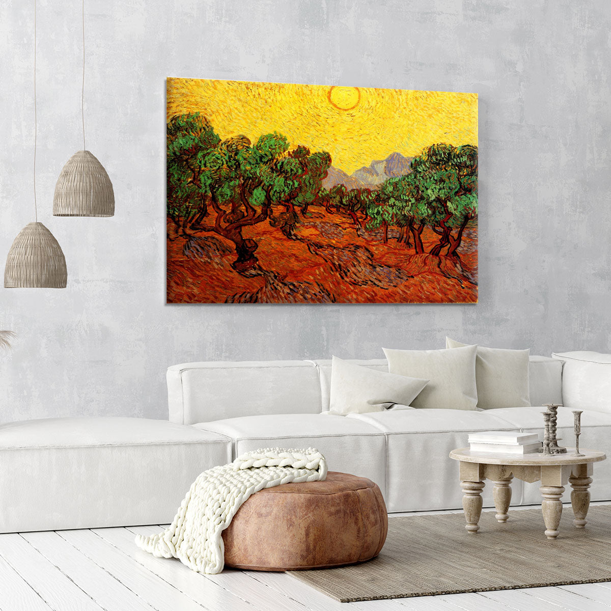 Olive Trees with Yellow Sky and Sun by Van Gogh Canvas Print or Poster - Canvas Art Rocks - 6