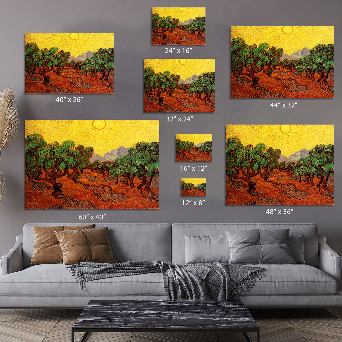 Olive Trees with Yellow Sky and Sun by Van Gogh Canvas Print or Poster - Canvas Art Rocks - 7