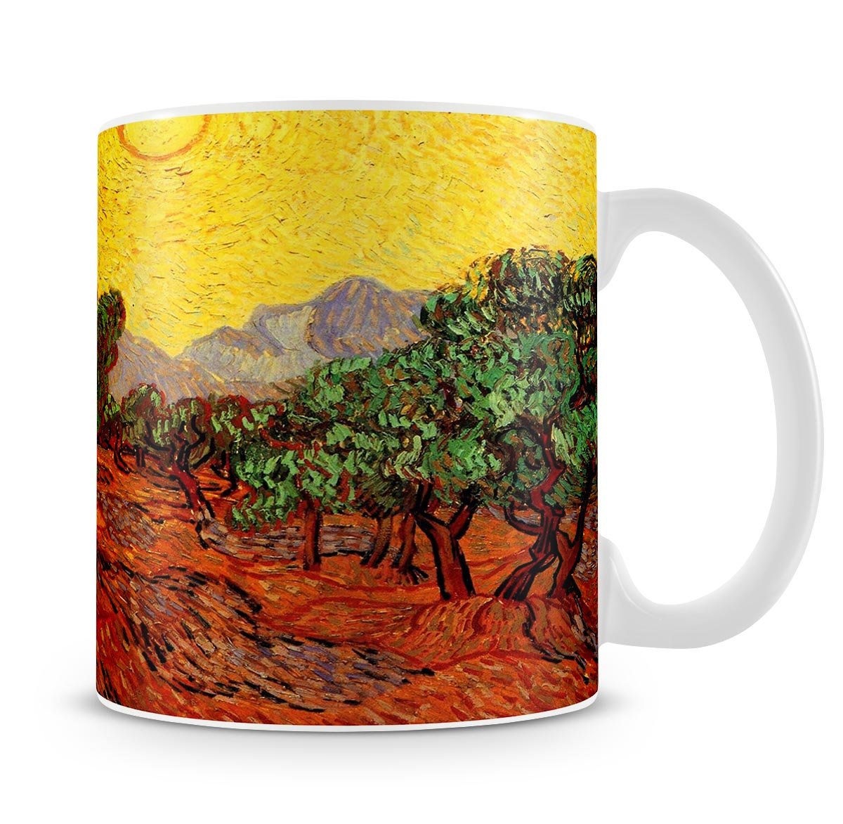 Olive Trees with Yellow Sky and Sun by Van Gogh Mug - Canvas Art Rocks - 4