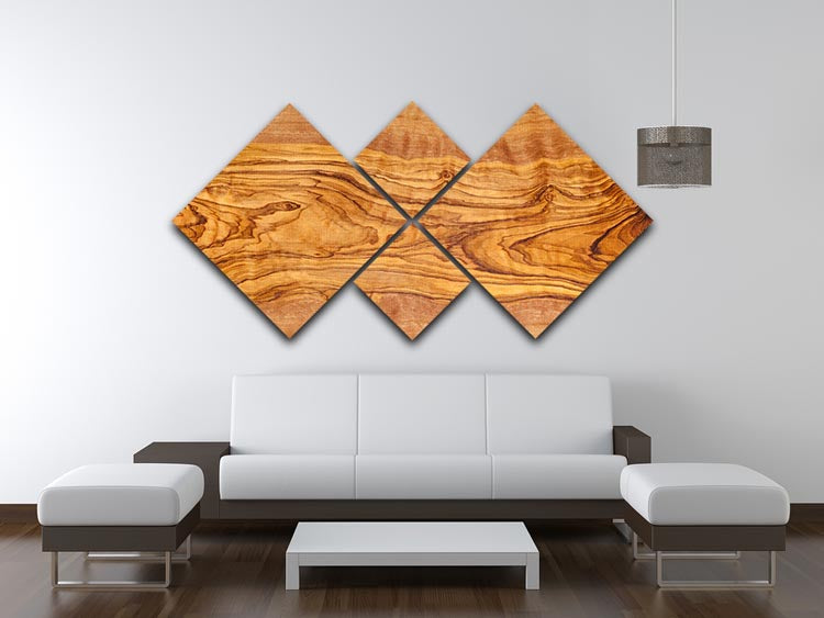 Olive tree wood slice 4 Square Multi Panel Canvas - Canvas Art Rocks - 3