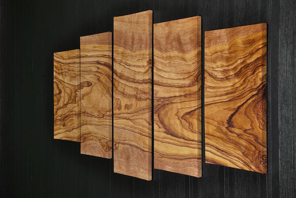 Olive tree wood slice 5 Split Panel Canvas - Canvas Art Rocks - 2