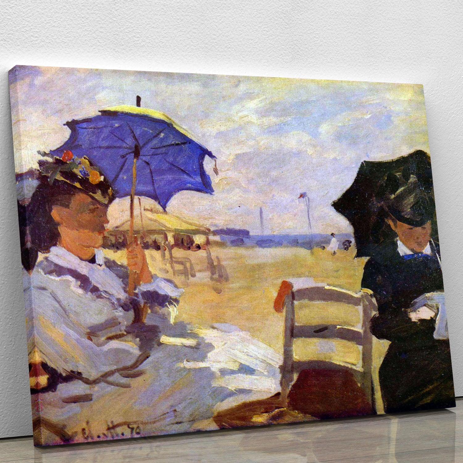 On the beach at Trouville by Monet Canvas Print or Poster - Canvas Art Rocks - 1