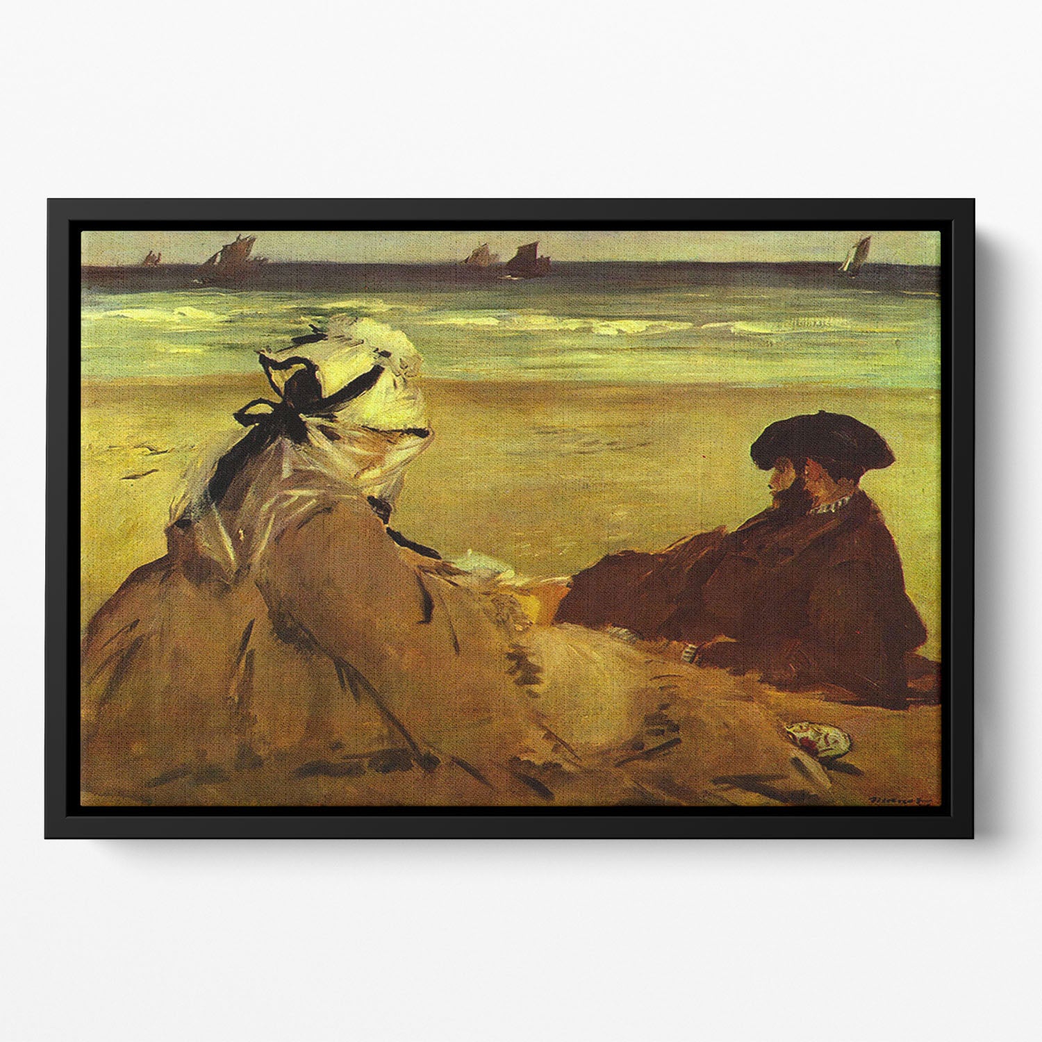 On the beach by Edouard Manet Floating Framed Canvas