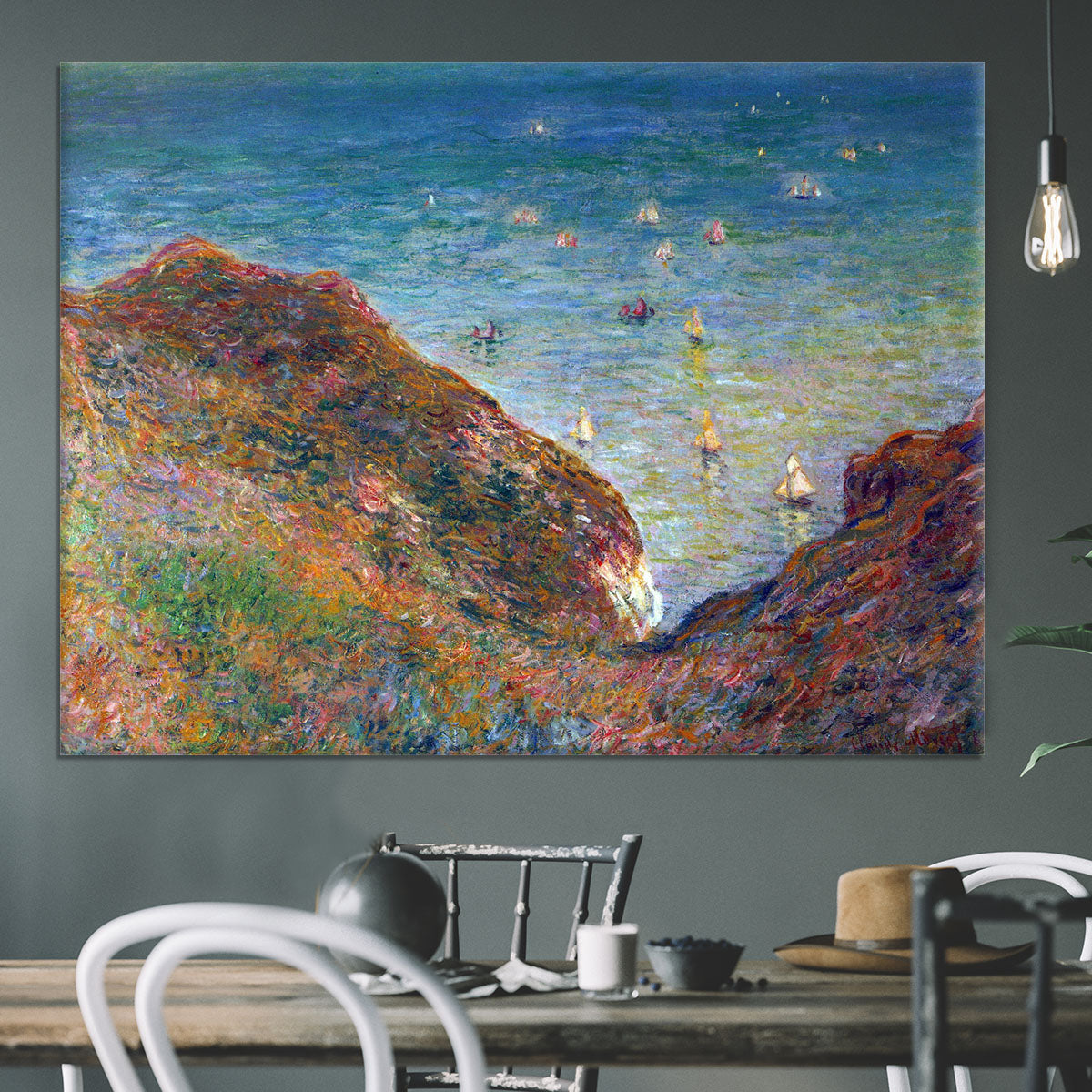 On the cliffs of Pour Ville Fine weather by Monet Canvas Print or Poster - Canvas Art Rocks - 3