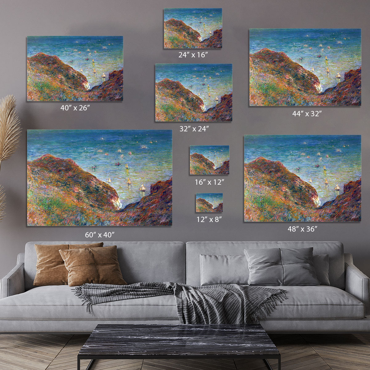 On the cliffs of Pour Ville Fine weather by Monet Canvas Print or Poster - Canvas Art Rocks - 7