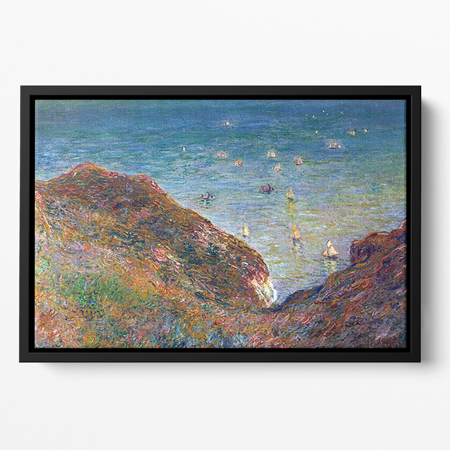 On the cliffs of Pour Ville Fine weather by Monet Floating Framed Canvas