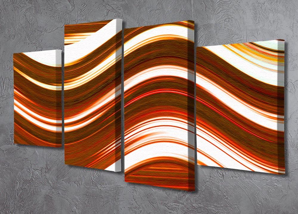 Orange Wave 4 Split Panel Canvas - Canvas Art Rocks - 2