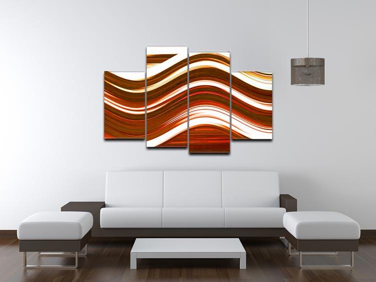 Orange Wave 4 Split Panel Canvas - Canvas Art Rocks - 3