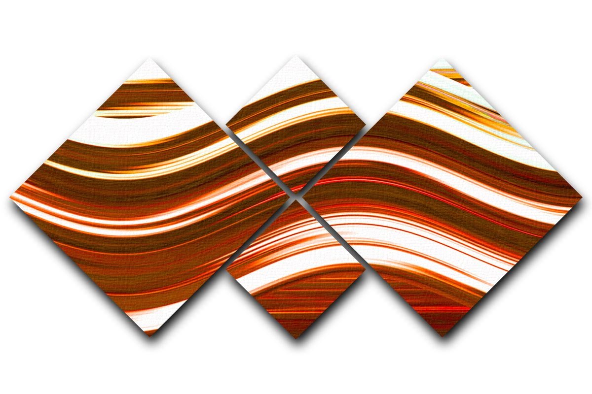 Orange Wave 4 Square Multi Panel Canvas - Canvas Art Rocks - 1