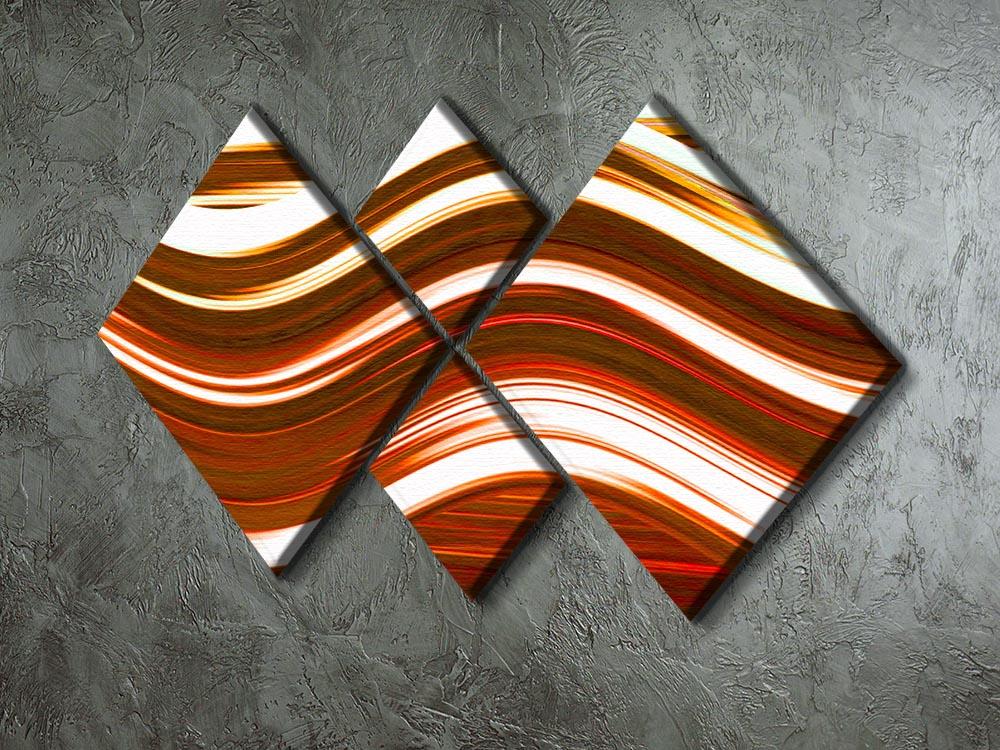 Orange Wave 4 Square Multi Panel Canvas - Canvas Art Rocks - 2