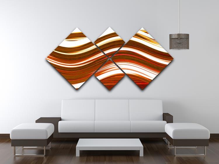 Orange Wave 4 Square Multi Panel Canvas - Canvas Art Rocks - 3
