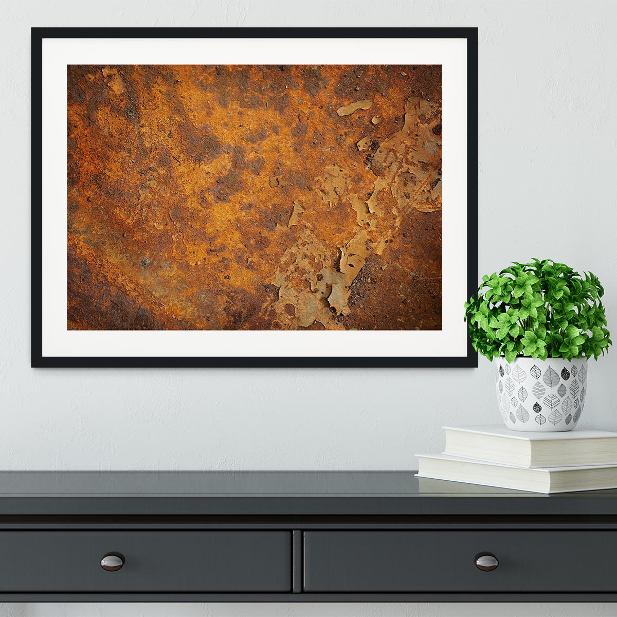 Orange rust grunge abstract Framed Print - Canvas Art Rocks - 1