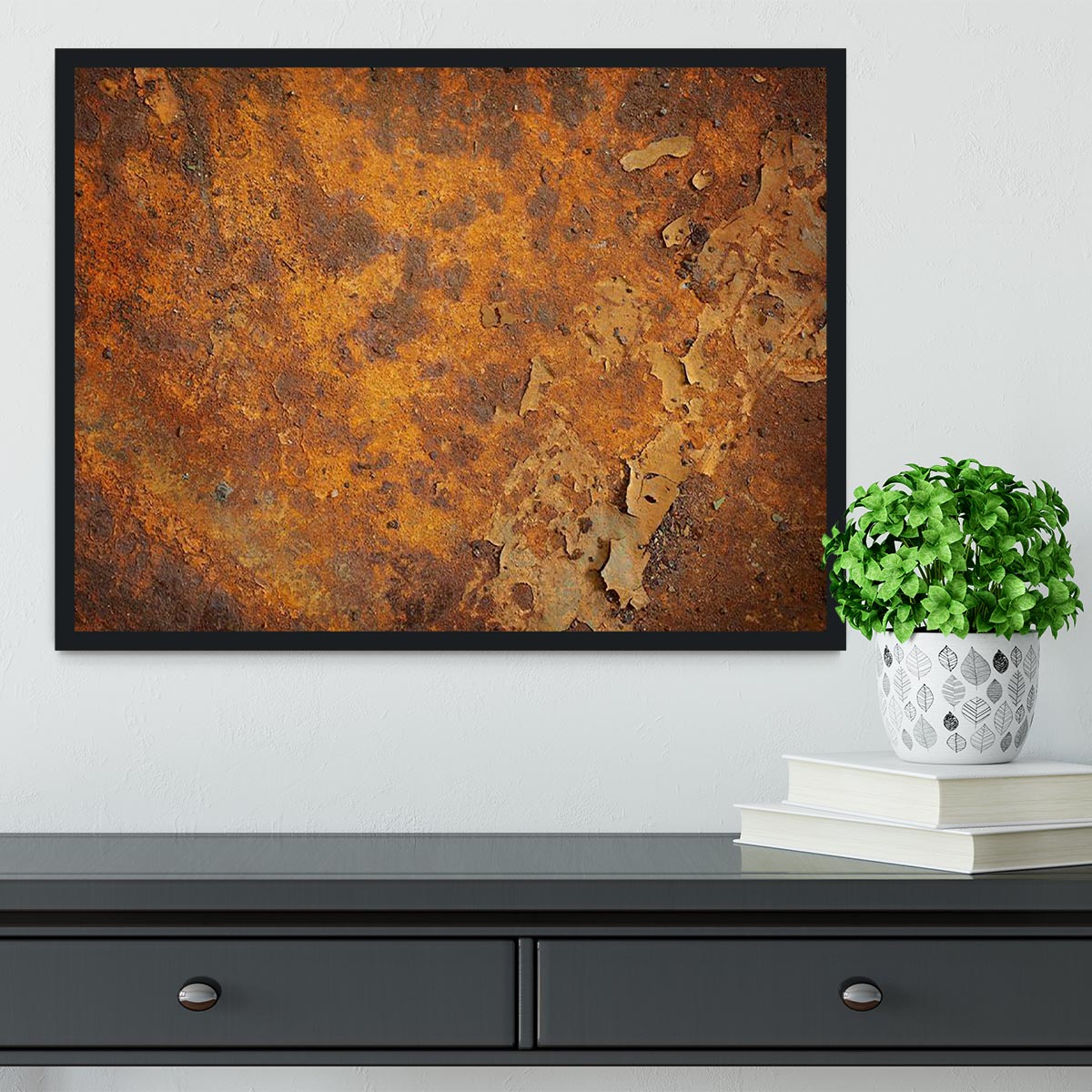 Orange rust grunge abstract Framed Print - Canvas Art Rocks - 2
