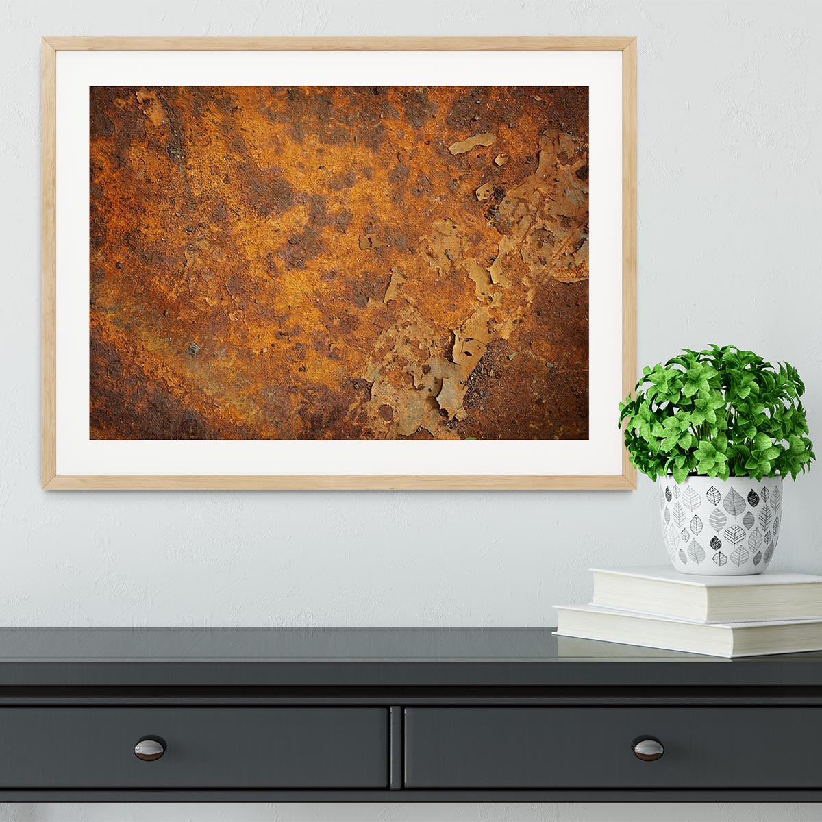 Orange rust grunge abstract Framed Print - Canvas Art Rocks - 3