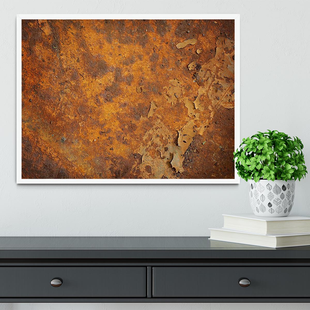 Orange rust grunge abstract Framed Print - Canvas Art Rocks -6