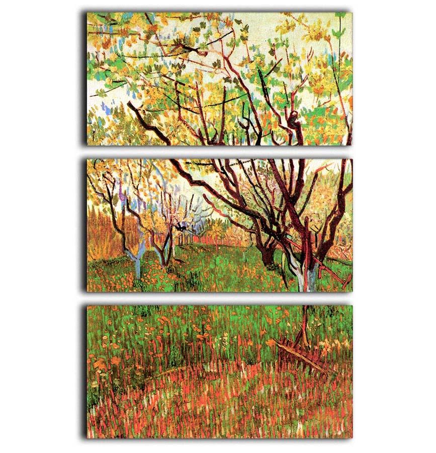 Orchard in Blossom by Van Gogh 3 Split Panel Canvas Print - Canvas Art Rocks - 1