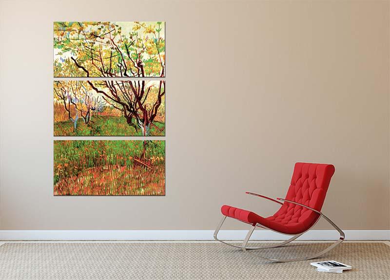 Orchard in Blossom by Van Gogh 3 Split Panel Canvas Print - Canvas Art Rocks - 2