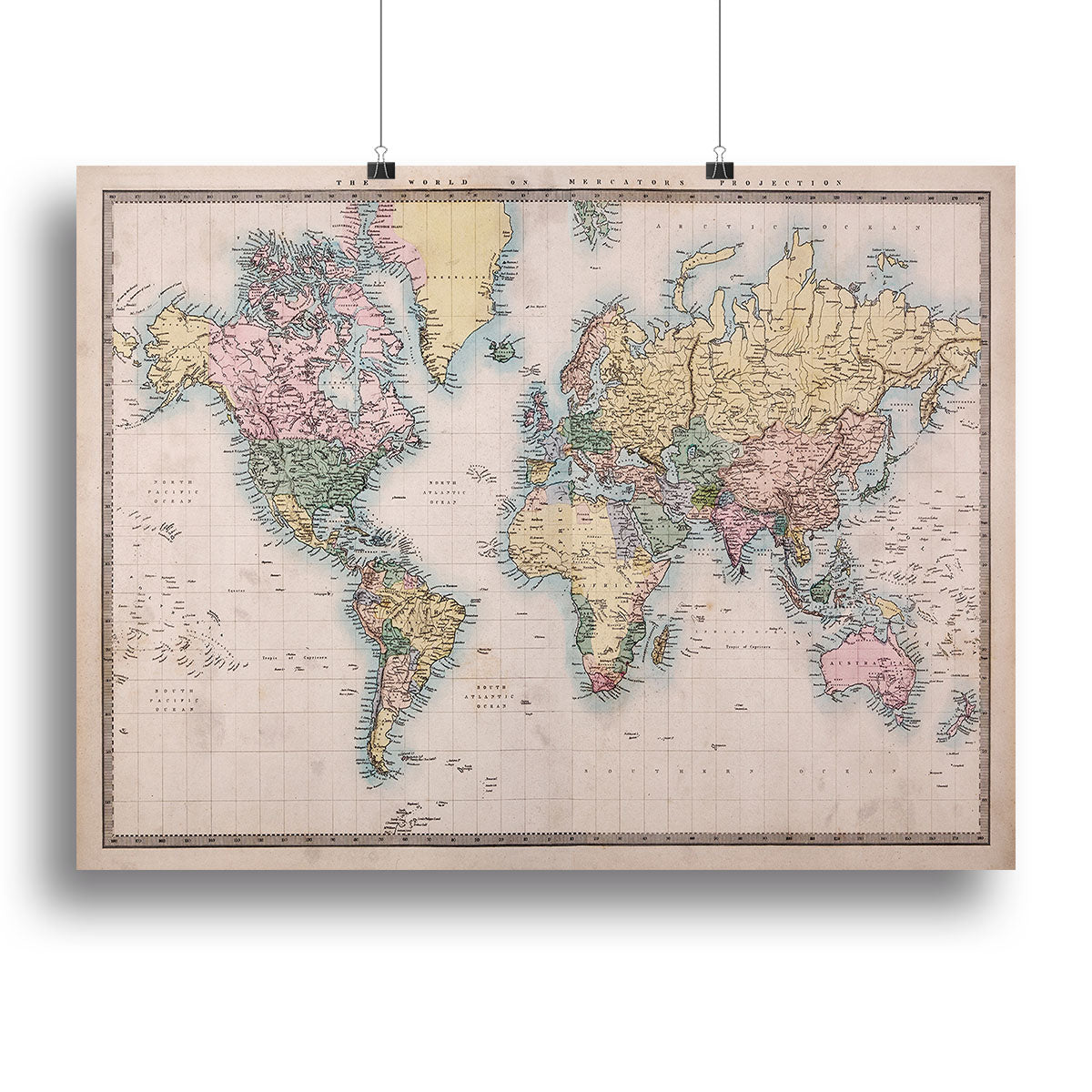 Original old hand coloured map Canvas Print or Poster - Canvas Art Rocks - 2