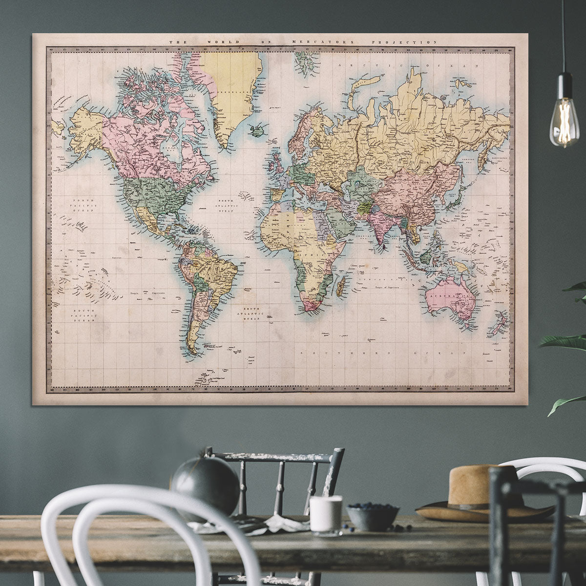 Original old hand coloured map Canvas Print or Poster - Canvas Art Rocks - 3