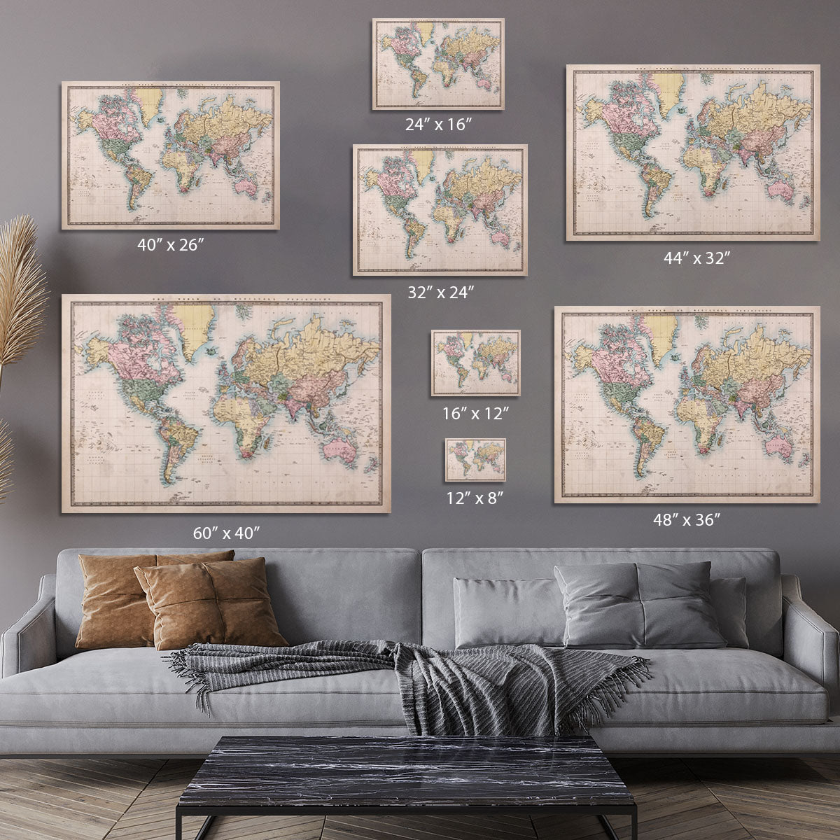 Original old hand coloured map Canvas Print or Poster - Canvas Art Rocks - 7