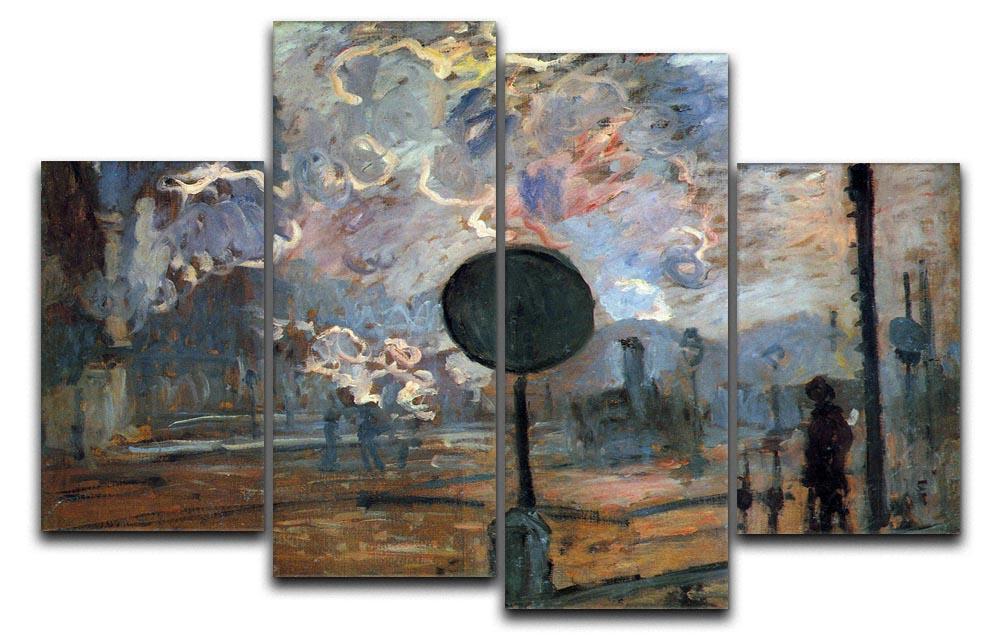 Outside the station Saint Lazare The signal by Monet 4 Split Panel Canvas  - Canvas Art Rocks - 1