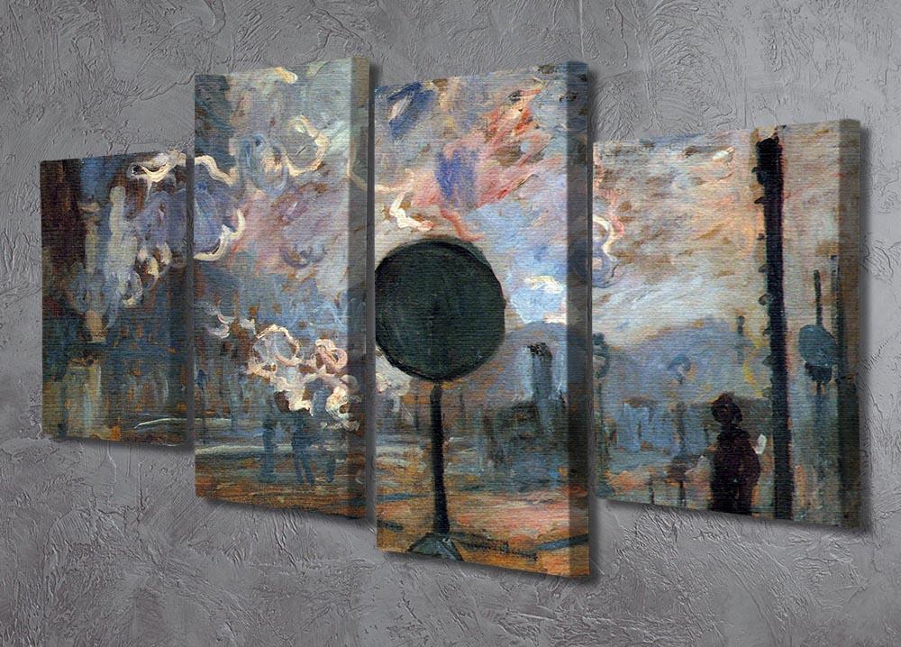 Outside the station Saint Lazare The signal by Monet 4 Split Panel Canvas - Canvas Art Rocks - 2