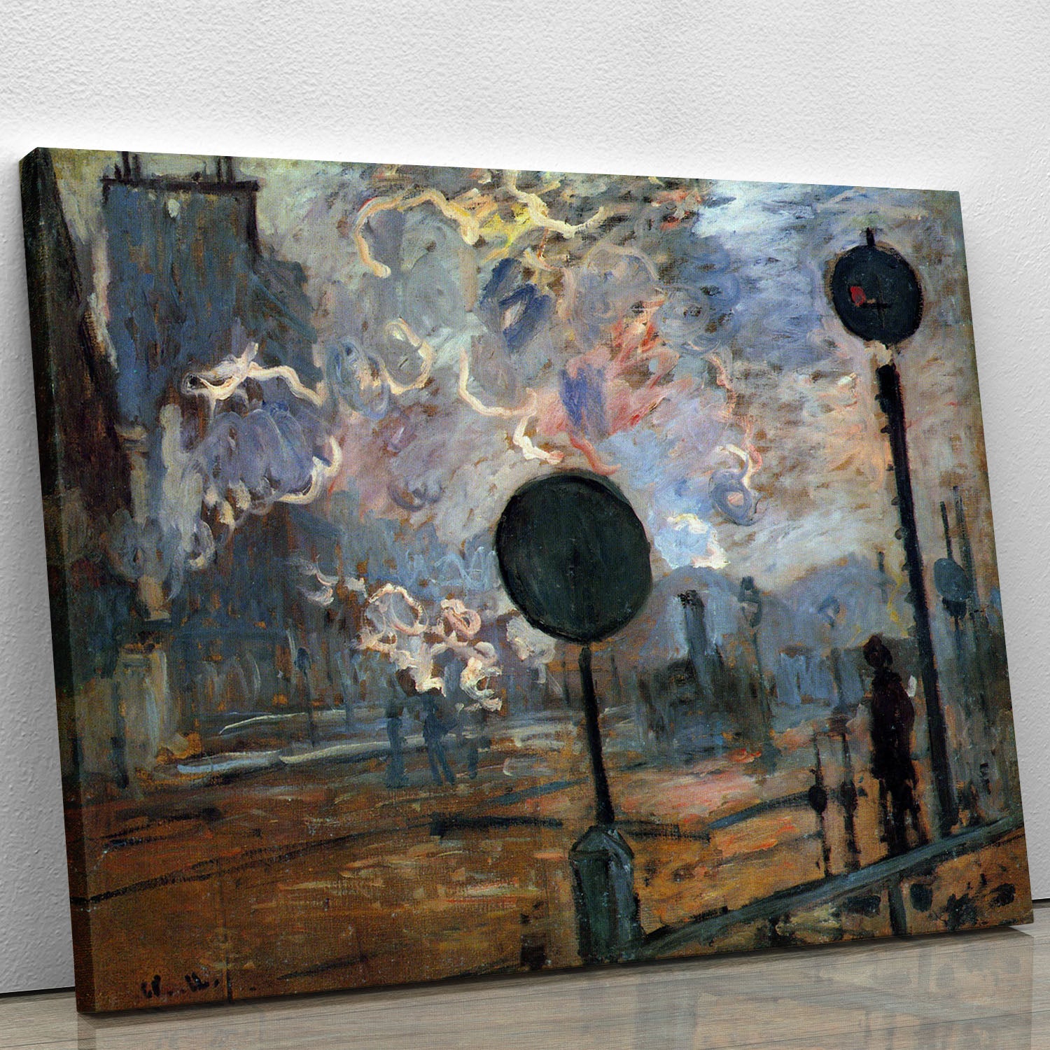 Outside the station Saint Lazare The signal by Monet Canvas Print or Poster - Canvas Art Rocks - 1