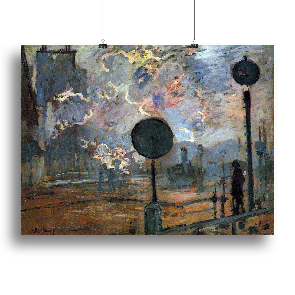 Outside the station Saint Lazare The signal by Monet Canvas Print or Poster - Canvas Art Rocks - 2