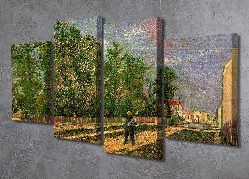 Outskirts of Paris Road with Peasant Shouldering a Spade by Van Gogh 4 Split Panel Canvas - Canvas Art Rocks - 2