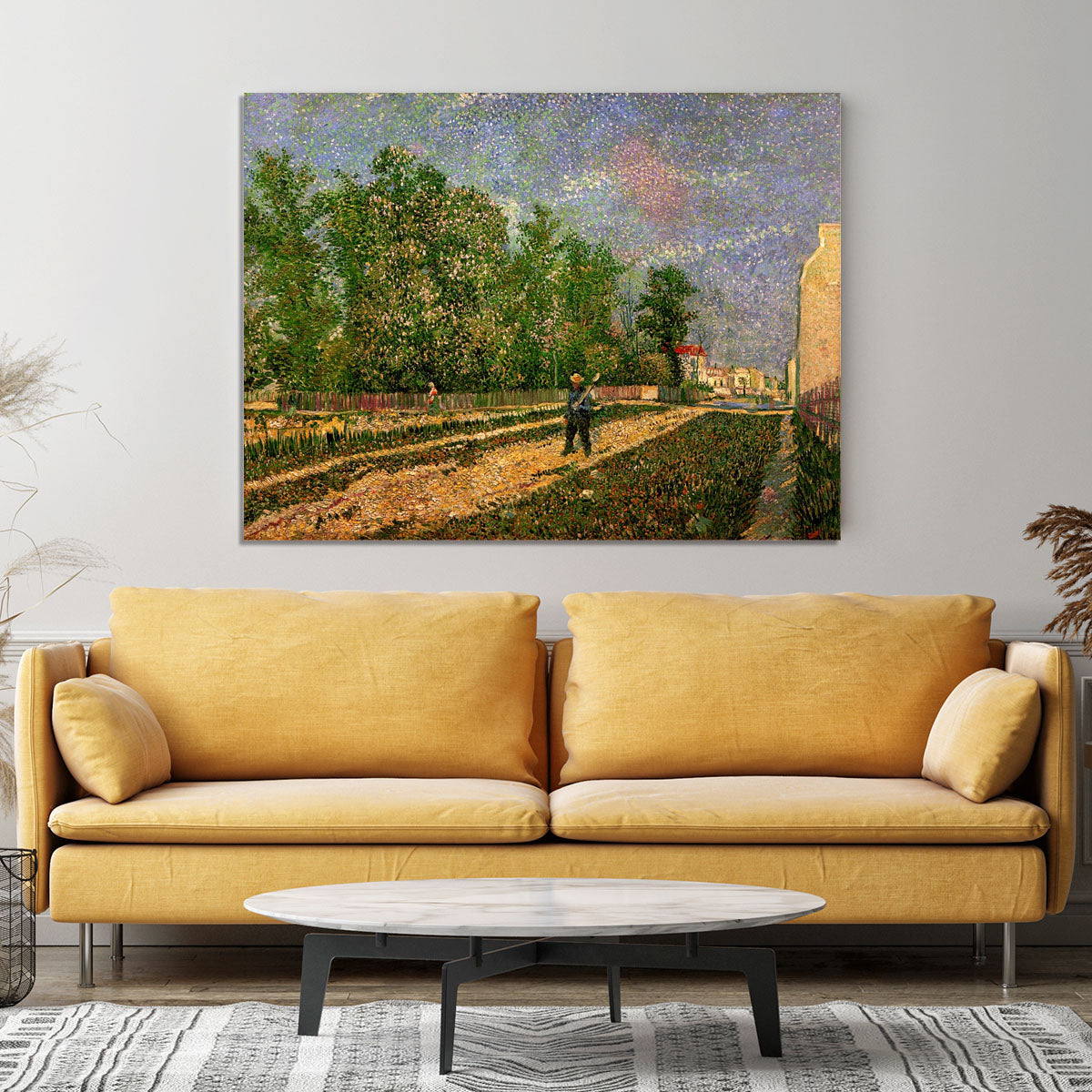 Outskirts of Paris Road with Peasant Shouldering a Spade by Van Gogh Canvas Print or Poster - Canvas Art Rocks - 4