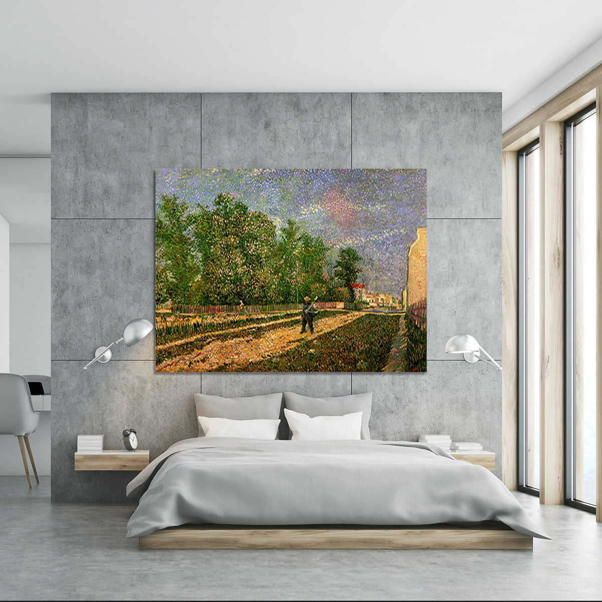 Outskirts of Paris Road with Peasant Shouldering a Spade by Van Gogh Canvas Print or Poster - Canvas Art Rocks - 5