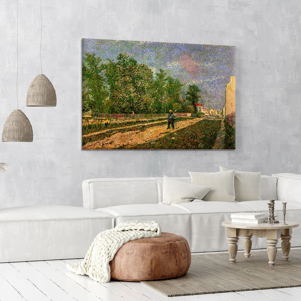 Outskirts of Paris Road with Peasant Shouldering a Spade by Van Gogh Canvas Print or Poster - Canvas Art Rocks - 6