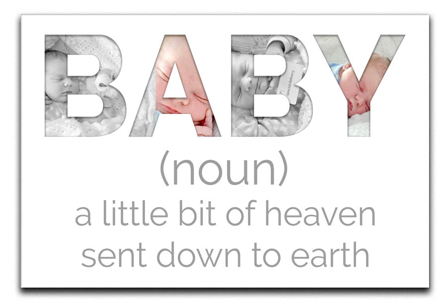Personalised Bit Of Heaven Baby 4 Photo Canvas a
