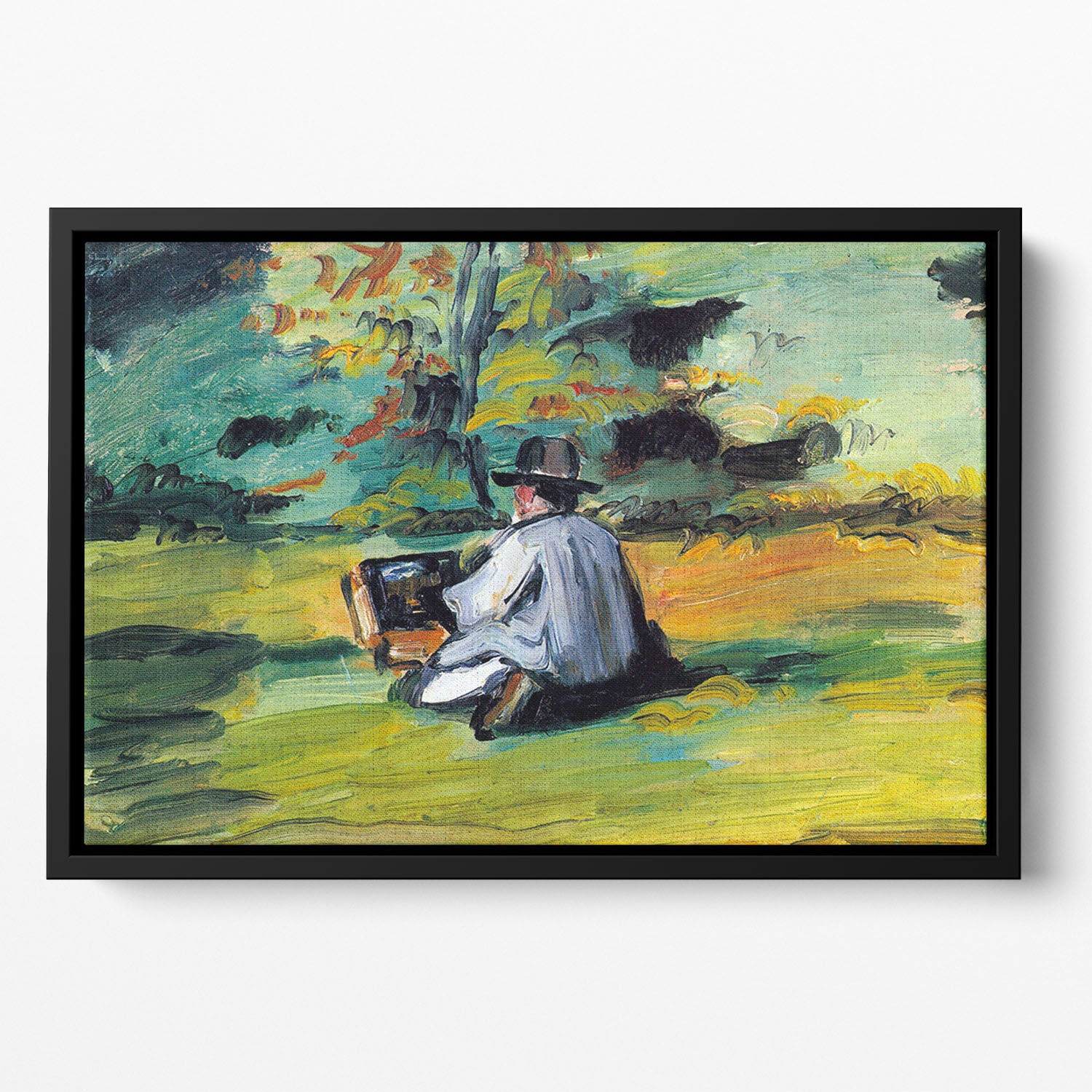 Painter at Work by Cezanne Floating Framed Canvas - Canvas Art Rocks - 2