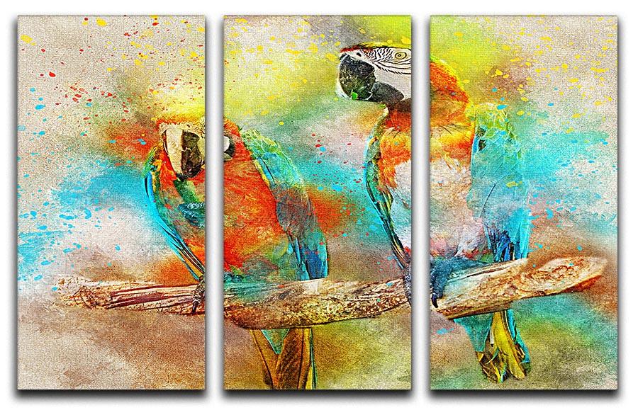 Pair Of Parrots 3 Split Panel Canvas Print - Canvas Art Rocks - 1