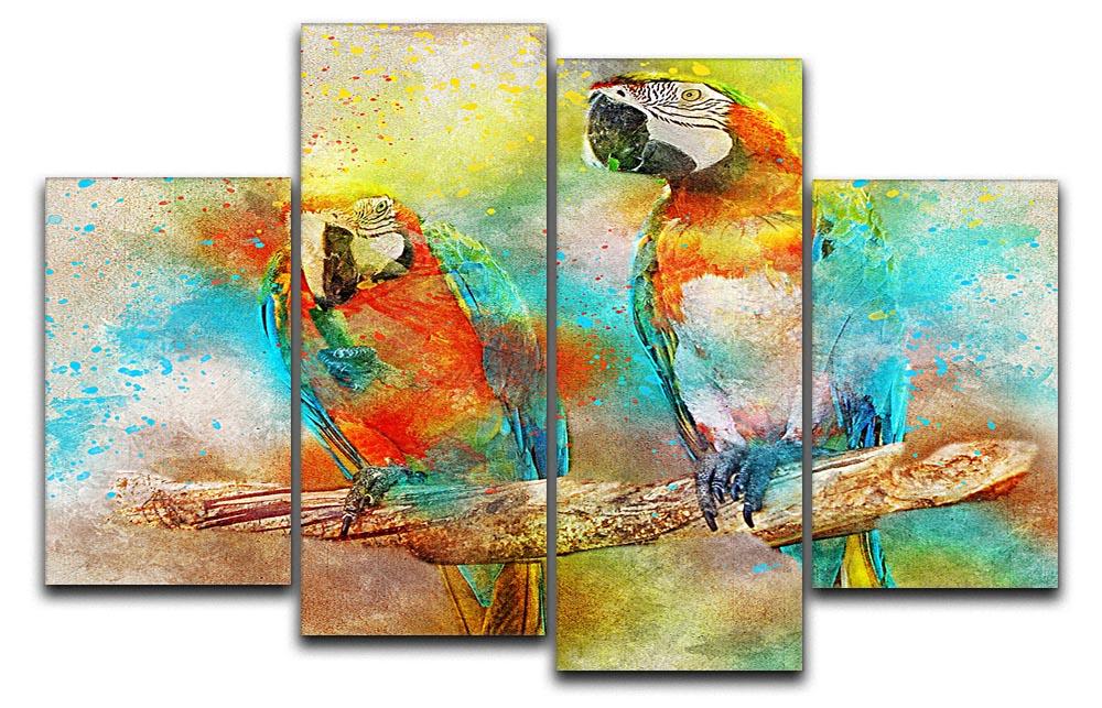Pair Of Parrots 4 Split Panel Canvas  - Canvas Art Rocks - 1