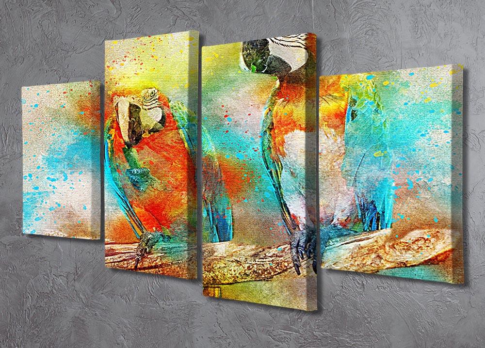 Pair Of Parrots 4 Split Panel Canvas - Canvas Art Rocks - 2