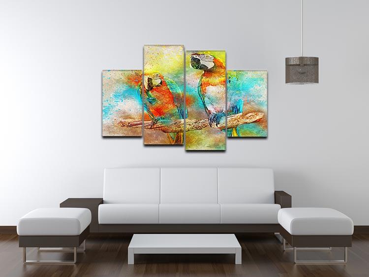 Pair Of Parrots 4 Split Panel Canvas - Canvas Art Rocks - 3