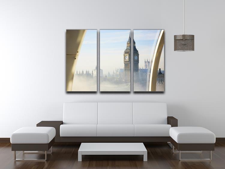 Palace of Westminster in fog 3 Split Panel Canvas Print - Canvas Art Rocks - 3