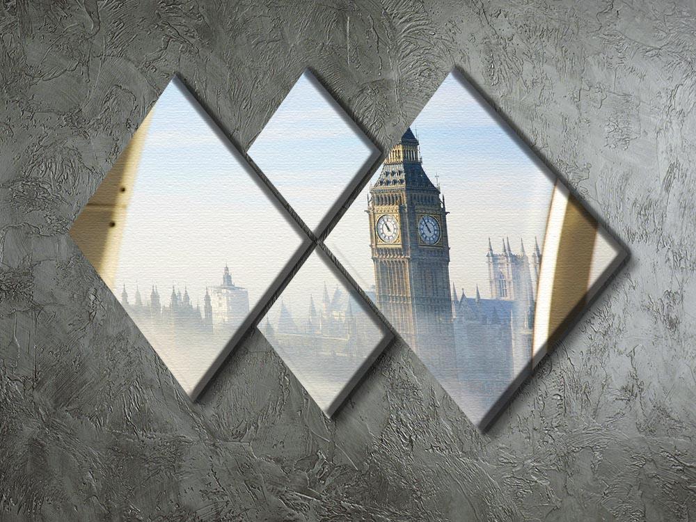Palace of Westminster in fog 4 Square Multi Panel Canvas  - Canvas Art Rocks - 2
